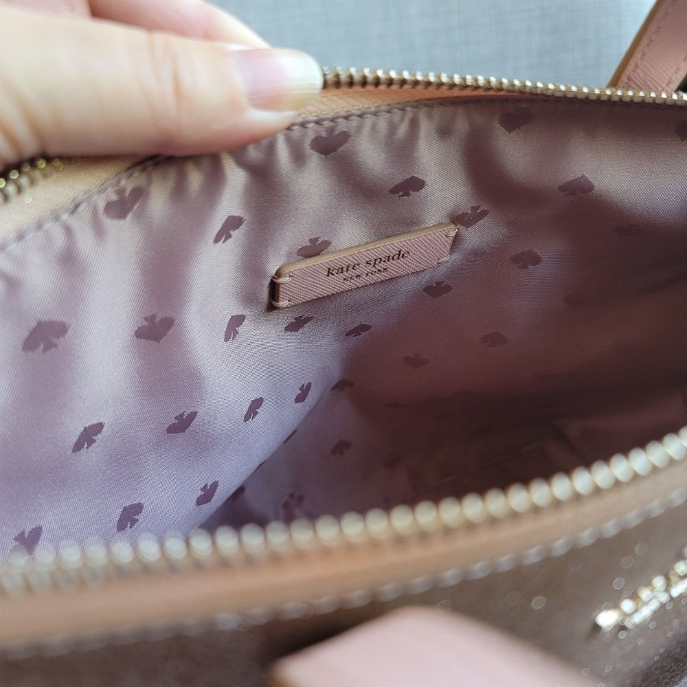Kate Spade Bag Joeley Small Satchel Pink Glitter Rose Gold - Picture 10 of 11